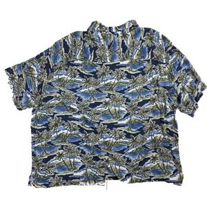 Caribbean Joe Hawaiian Tropical Print Button‎ Up Shirt Men's Size 3XB